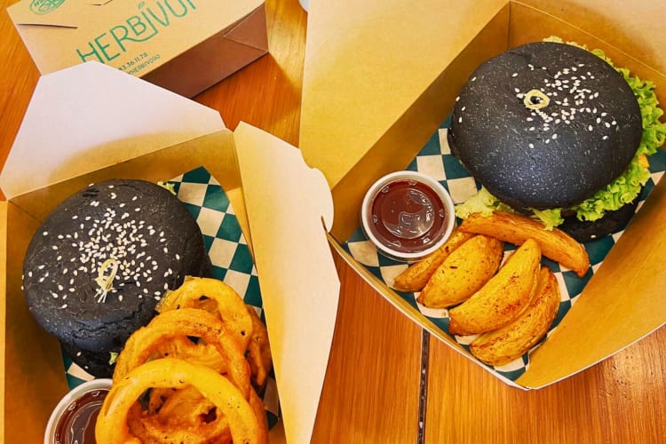 Lentil burgers from a vegetarian best restaurant in Cancun.