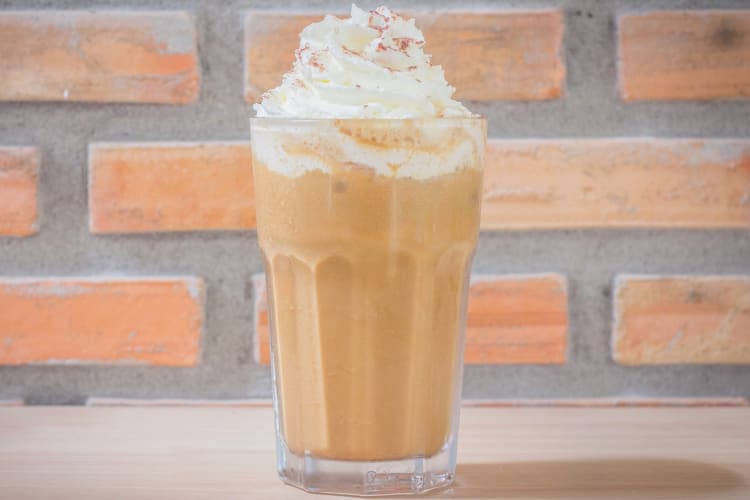 A white chocolate mocha Frappuccino with whipped cream