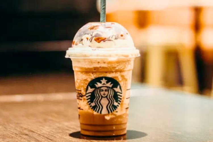 A caramel Frappuccino from Starbucks