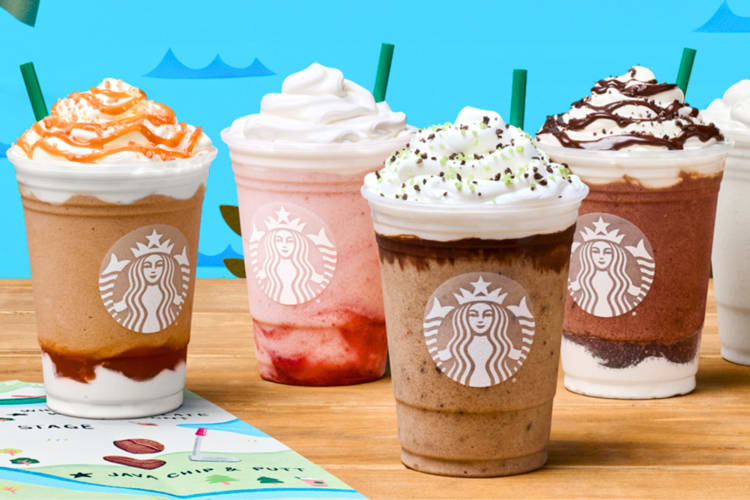 Different flavors of Starbucks Frappuccinos