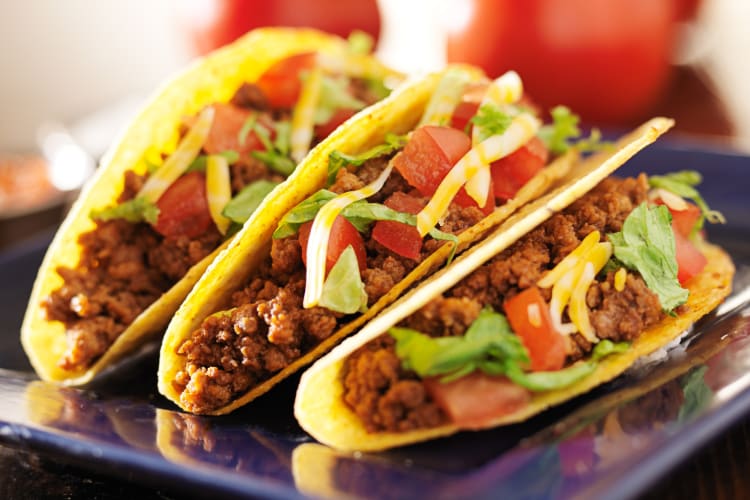 Ground beef, hard shell tacos