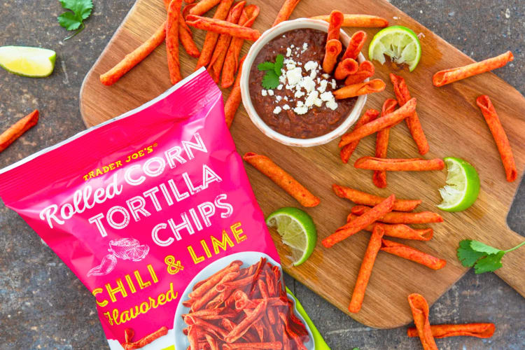 Chili and lime rolled tortilla chips are one of the best Trader Joe's snacks