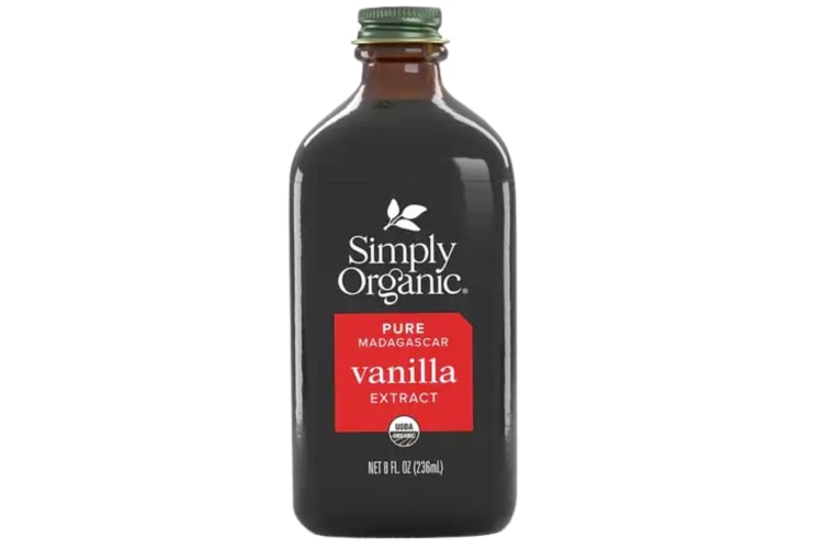A bottle of Madagascar vanilla extract by Simply Organic