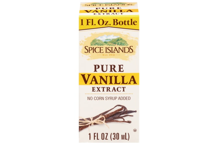A yellow box with vanilla extract by Spice Islands