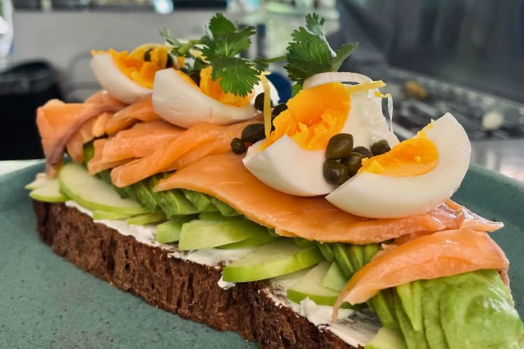 The cured salmon toast with additional toppings like avocado, cream cheese and capers is a crowd favorite.