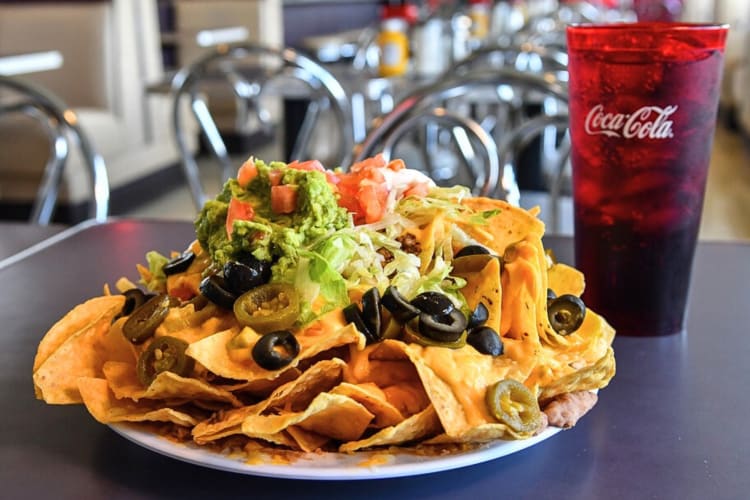 A plate of nachos at The Owl Café, one of the best diners in Albuquerque.