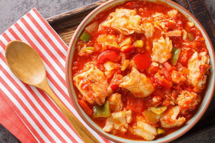 Bacalao a la vizcaina is a Bilbao food with cod