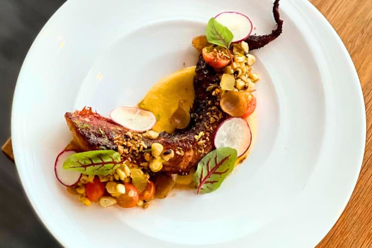 A grilled octopus dish