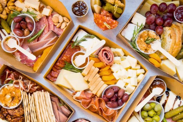 A selection of charcuterie boxes