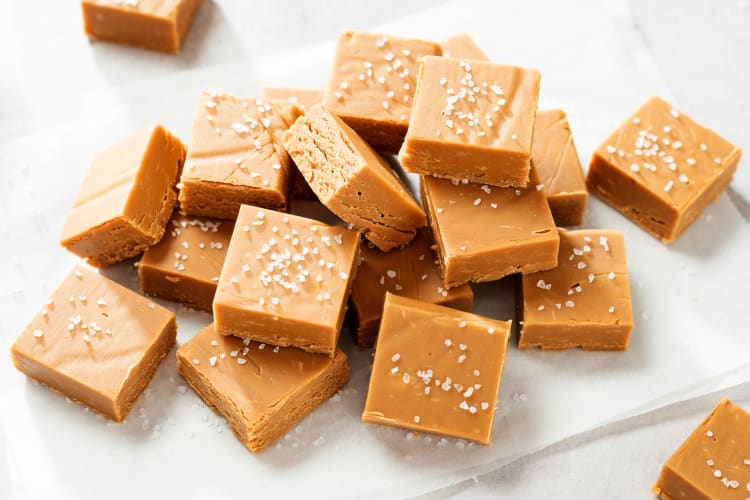 Square pieces of fudge