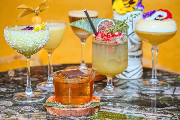 Various cocktails on a table
