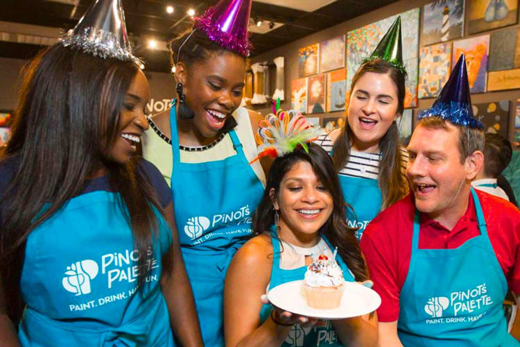 A paint and sip class is a fun and relaxed birthday idea in Toronto