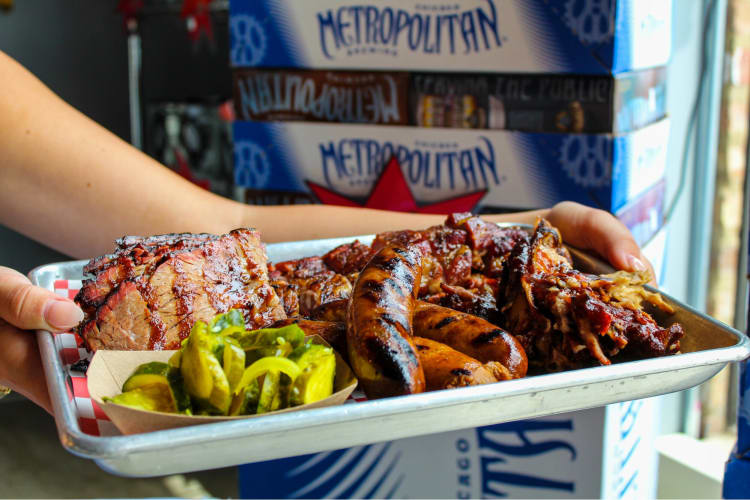 Brisket share tray at Soul & Smoke a Black-Owned restaurant in Chicago