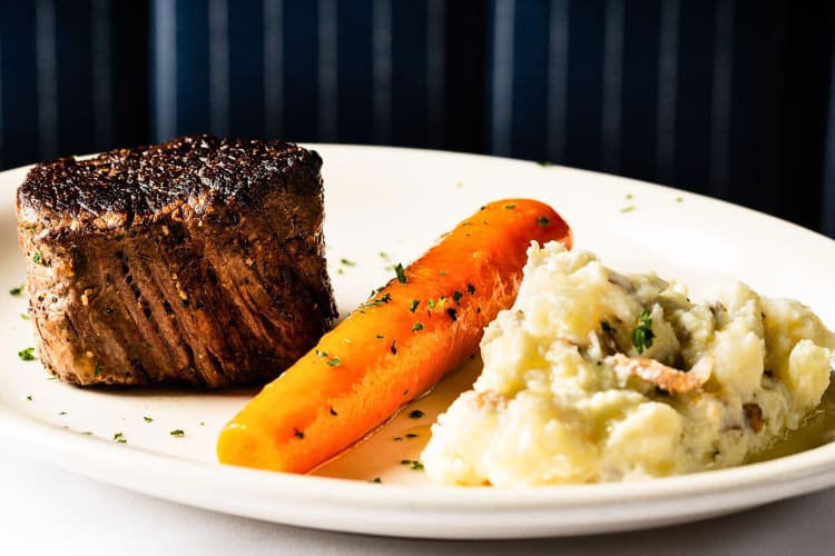 Steak, carrot and mashed potato from Bob’s Steak & Chop House