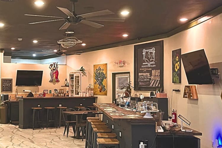 A bar area in the Bookstore Gallery, an event space in Atlanta