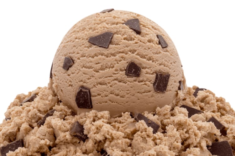 Cappuccino ice cream with chocolate chunks