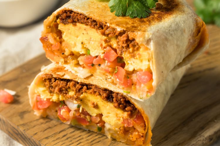 A breakfast burrito