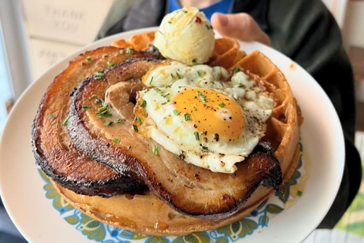 Eggs and waffles are a great breakfast in Indianapolis.