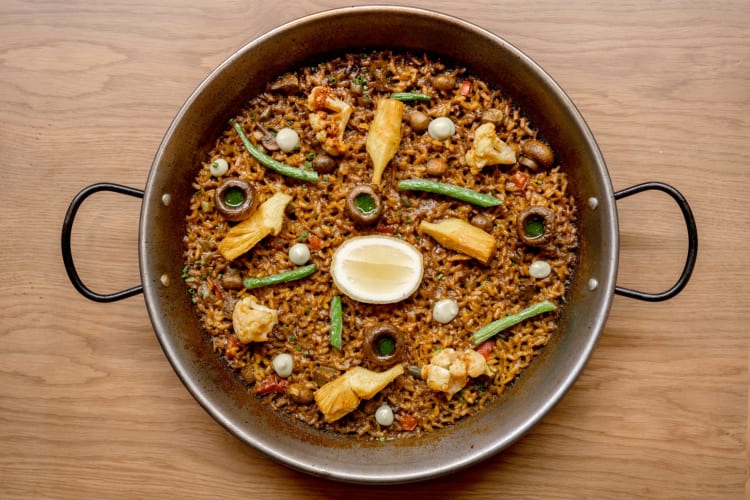 A pan of paella