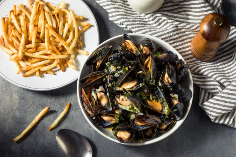 Moules frites is a popular Brussels food