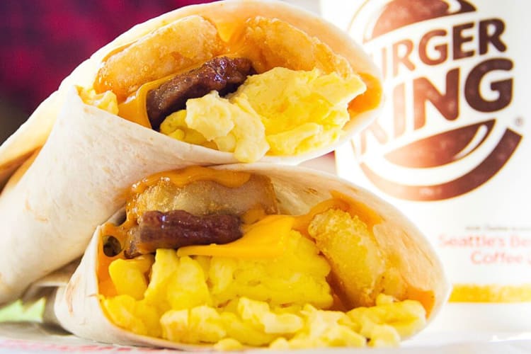 Close-up of a breakfast burrito from Burger King