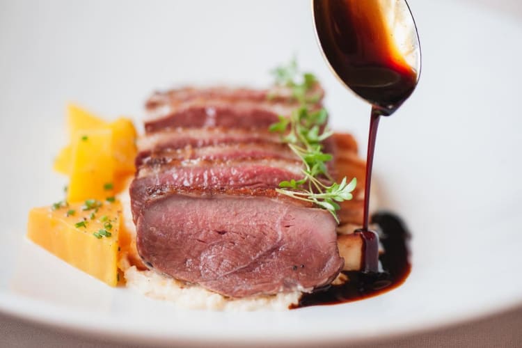 Perfectly cooked duck breast at Calgary restaurant, Rouge.