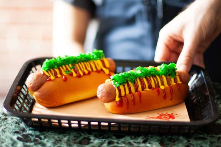 Nathan's Famous hot dog is a must-try at this Calgary restaurant.