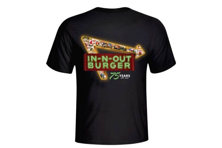 A black t-shirt with an In-N-Out Burger logo