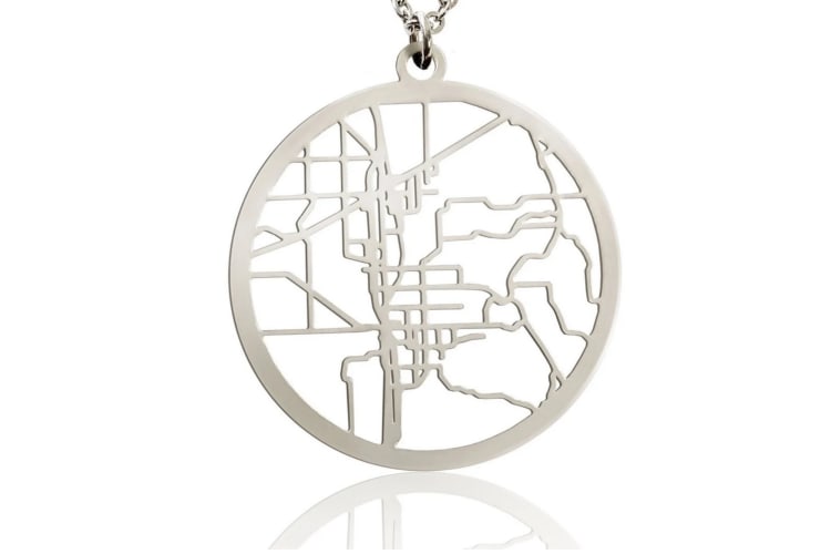 One of the best California gifts is a cutout map necklace