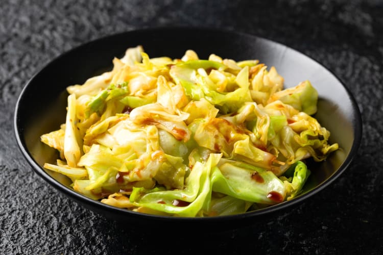 A bowl of cooked cabbage