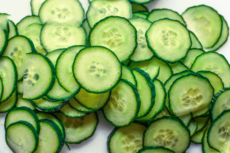 Sliced cucumbers