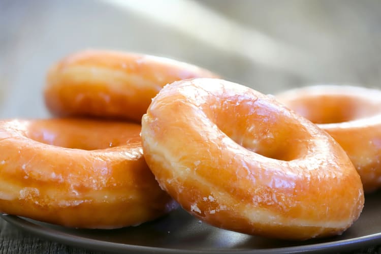 Glazed donuts on a plate