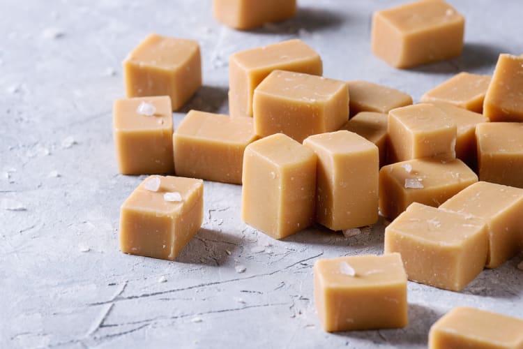 Cubes of fudge sprinkled with sea salt