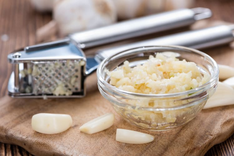 Minced garlic in a dish