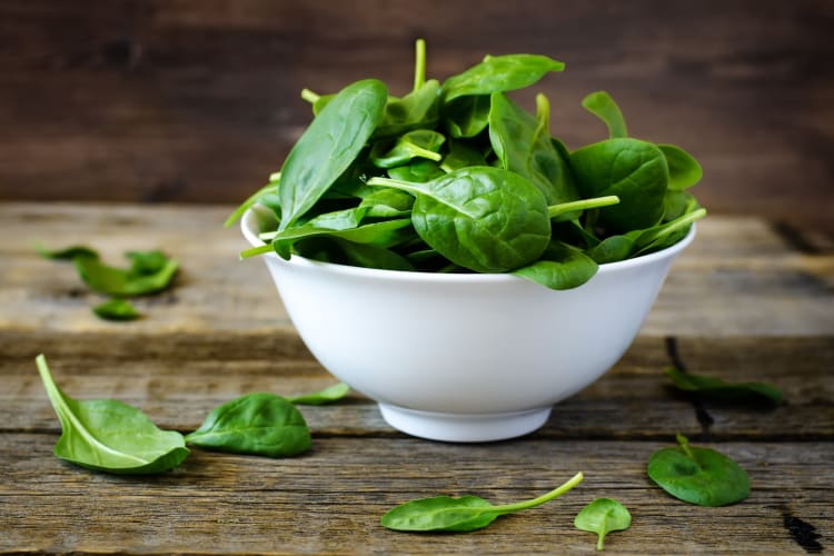 A bowl of fresh spinach