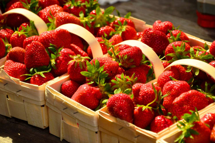 Strawberries in baskets 