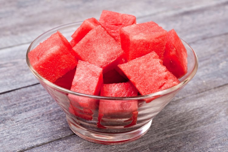 Chunks of watermelon in a bowl