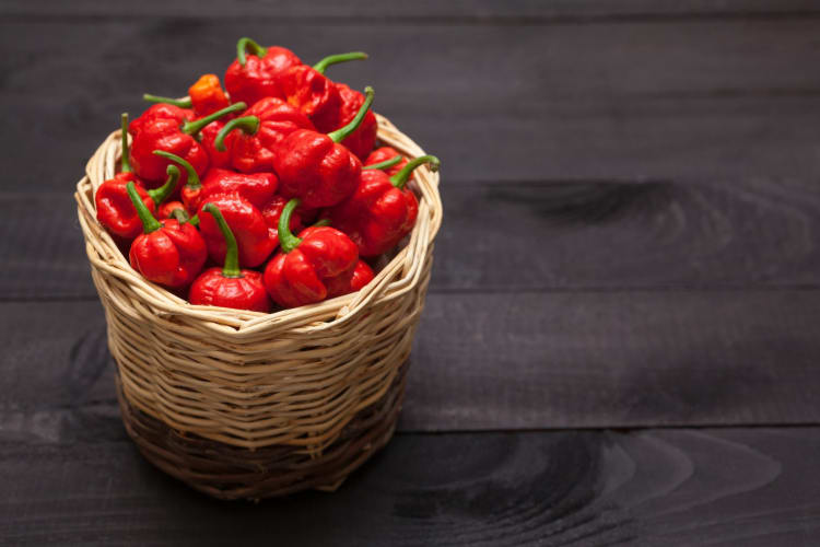 A basket of hot peppers.