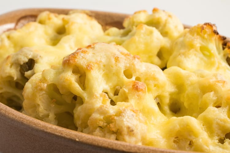 Close-up shot of cauliflower gratin