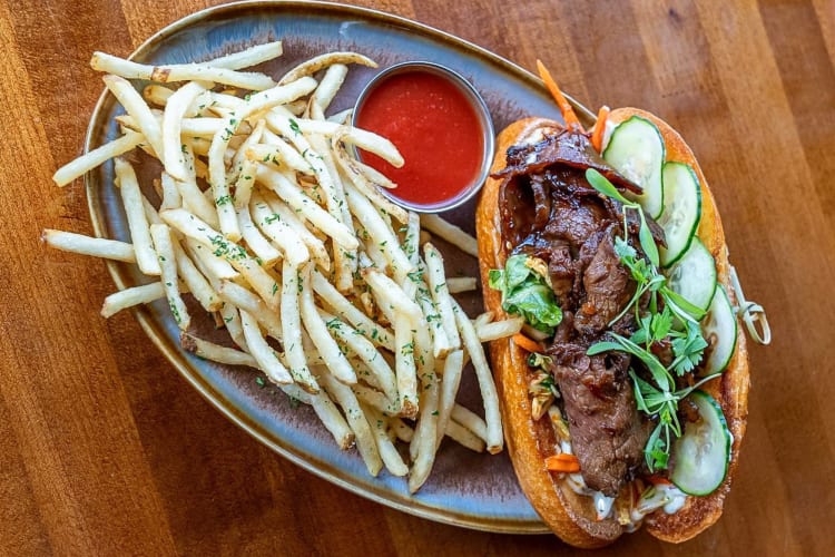 Sandwich and fries from Chapter One: the modern local in Orange County