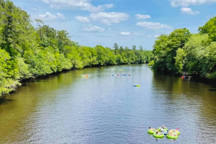 Tubing down the Edisto River is a relaxing Charleston date idea