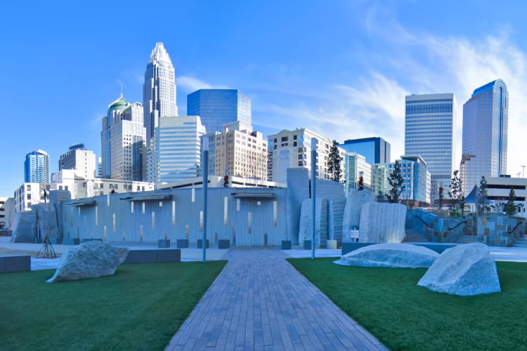 Taking in the views at Romare Bearden Park is one of the romantic date ideas in Charlotte