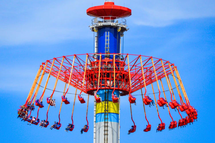 A colorful amusement park ride