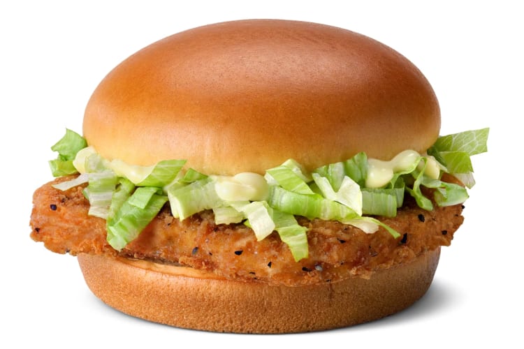 A crispy chicken sandwich with lettuce