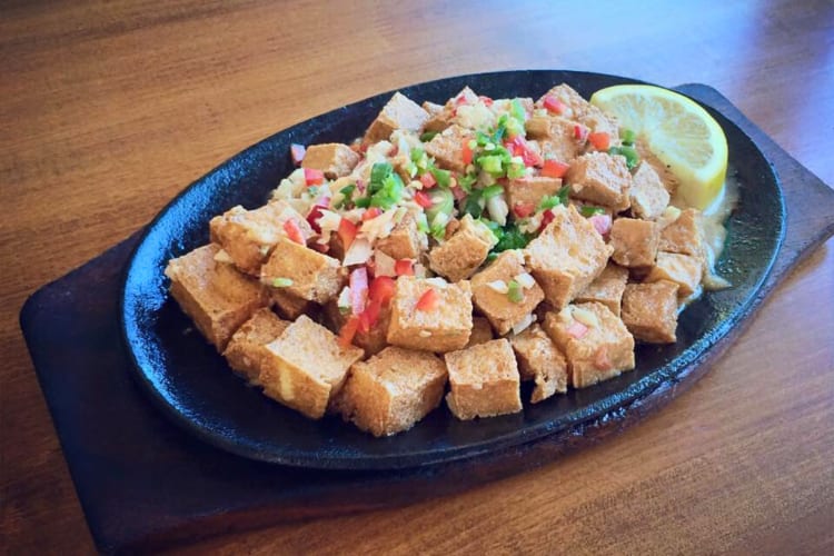 Tofu and vegetable meal from Chibog, a Filipino restaurant in San Francisco