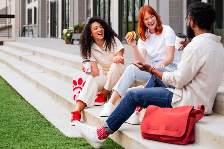 Friends enjoying Chick-fil-A together