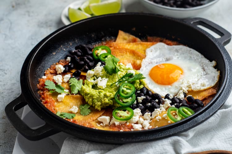 chilaquiles rojos are inspired by a traditional mexican dish