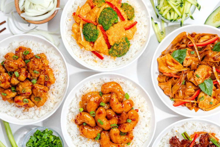 A selction of chinese dishes on a table