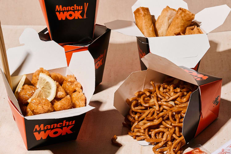 Take out boxes with Chinese food