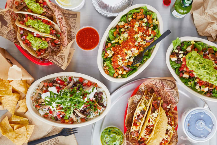 A selection of dishes from Chipotle